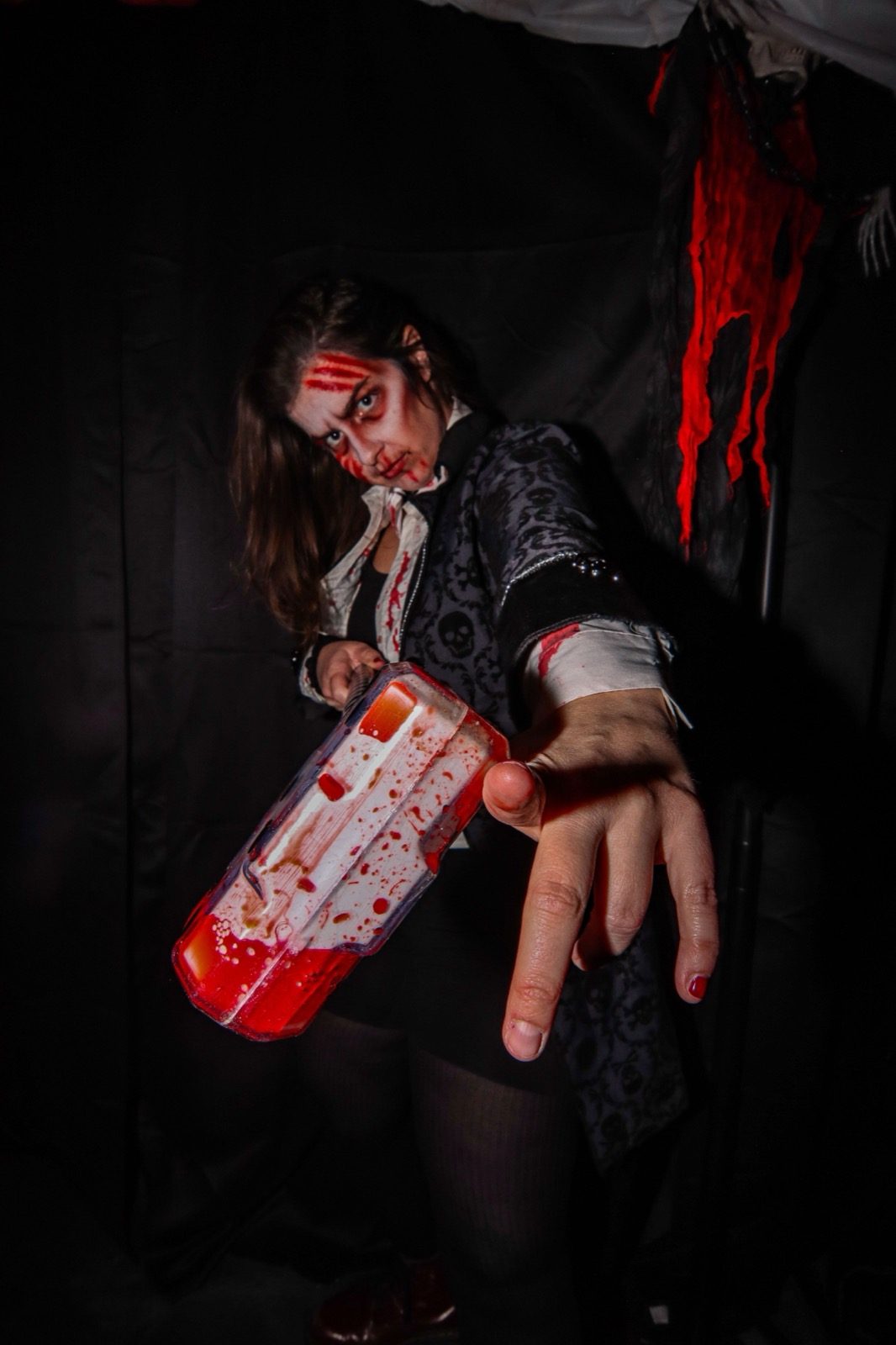 A SESH rep at the Haunted SESH pop-up